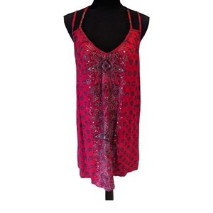 Angie Floral‎ Spaghetti strap handkerchief summer Mini Dress Made in India Sz M